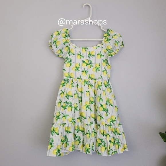 Janie & Jack Lemon Stripe Puff Sleeve Dress - Picture 4 of 6